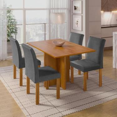 Imagem de Conjunto Sala de Jantar 4 Lugares Retangular Tampo MDF Mesa Carol com 