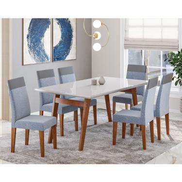 Imagem de Conjunto Sala de Jantar Mesa Onix 154cm e 6 Cadeiras - Mel/Nude/Cinza