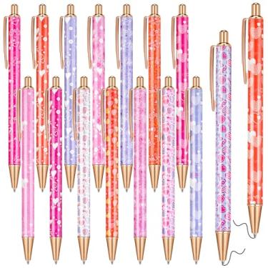 Imagem de Noveread 16 canetas em forma de coração, tinta preta, multicoloridas, canetas esferográficas de coração para lembrancinhas de festa, escritório, material para professores