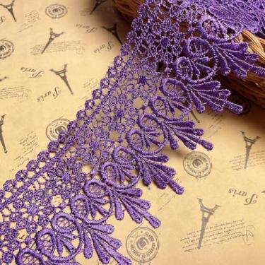Imagem de 9 cm de largura padrão europeu lascas bordado acabamento de renda, cortina toalha de mesa capa de noiva DIY roupas/acessórios. (2 jardas em um pacote) (roxo)