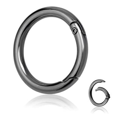 Imagem de Pacote com 10 anéis de metal de 2,5 cm para chaveiros, clipes de mosquetão redondo com fivela de gancho de pressão (diâmetro interno, 2,5 cm, cinza)