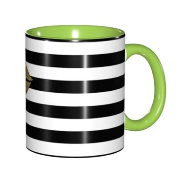 Imagem de Zeraoke Lábios impressos em listras pretas e brancas impressas canecas de café criativas, personalizadas, presente para família, tamanho de 325 ml, unissex