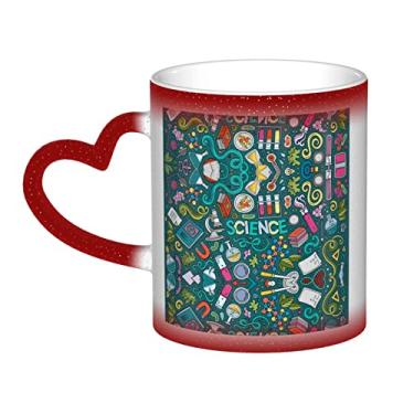 Imagem de Caneca de café divertida com tema de ciência de desenho animado, copo de cerâmica que muda de cor sensível ao calor 12 Oz, para café/chá/leite/cacau, para adolescente/aniversário/festival/presentes