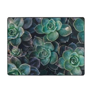 Imagem de ZERAOKE Tapete de área de plantas suculentas 48 x 63 polegadas, lavável na máquina com suporte antiderrapante, tapetes macios para sala de estar, quarto, entrada, quarto de crianças, decoração de casa