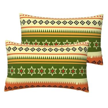 Imagem de Conjunto de 2 fronhas indianas, africanas, listradas, de linho de imitação macia, capas reversíveis respiráveis para cama e sofá, decoração com zíper oculto