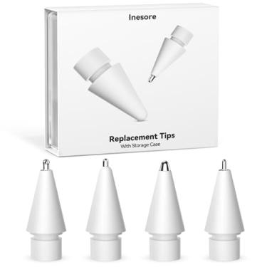 Imagem de Inesore 4 estilos de pontas de substituição para Apple Pencil Pro, várias opções de acessórios de pontas duráveis de metal para Apple Pencil Pro/2ª geração/1ª geração/USB-C (pacote com 4)