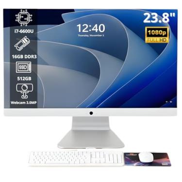 Imagem de Computador All in One 23.8" Full HD Intel Core i7-6600U, SSD M.2 512GB, 16GB RAM, Wi-Fi Dual Band, Saídas HDMI/VGA, Alto-Falantes e Webcam Integrados com Teclado e Mouse