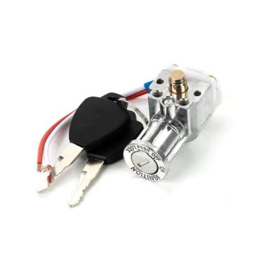 Imagem de PSLER Interruptor de chave de cabeça grande, trava de bateria de bicicleta elétrica e interruptor de ignição, trava de cilindro universal à prova d'água para scooter elétrica, motocicleta, quadriciclo