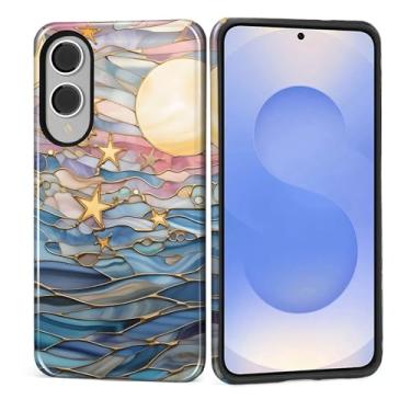 Imagem de DAIZAG Capa para Samsung Galaxy S25 Edge, linda capa de telefone para meninas e mulheres, resistente a arranhões, à prova de choque, vitral, pastel, estrelas, lua