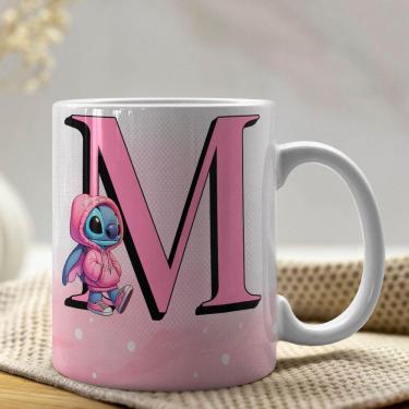 Imagem de Caneca De Porcelana Stitch Letras A-z 325ml Rosa M