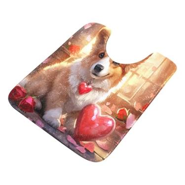 Imagem de Burbuja Tapete de banheiro para cães Valentine, tapete de banho absorvente de pelúcia macio, base antiderrapante para piso de banheiro, oval em forma de U