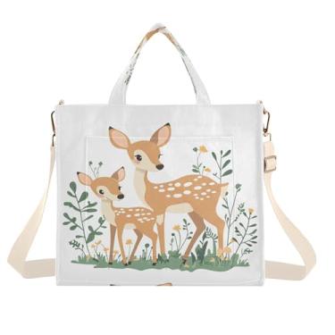 Imagem de Burbuja Linda sacola feminina Deer in The Forest, bolsa tiracolo de veludo cotelê, para compras, trabalho, viagem, P, B133, Small