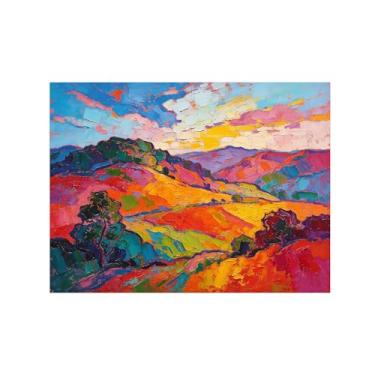 Imagem de BMZFYBS Pôster de arte de parede abstrata colorido montanha 5 - decoração moderna - pintura em tela para sala de estar escritório 70 x 90 cm 27 x 35 pol sem moldura