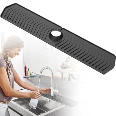 Imagem de Protetor contra respingos de pia de cozinha, 76 x 14,5 cm, tapete de drenagem de silicone para pia, drena rapidamente, evita o acúmulo de água, adequado para cozinhas, banheiros e outras configurações