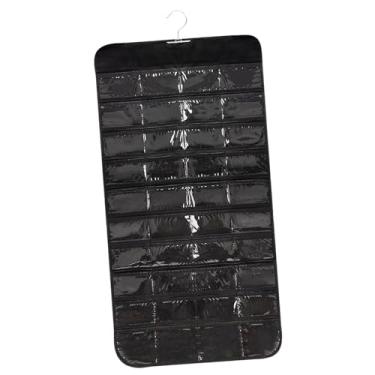 Imagem de MotiveTech Organizador de Carrinhos de Brinquedo, Organizador de Parede Dupla Face com 80 Bolsos Transparentes, Porta-joias, Feito de Tecido Não Tecido, Ideal Pa, Preto, Tamanho real