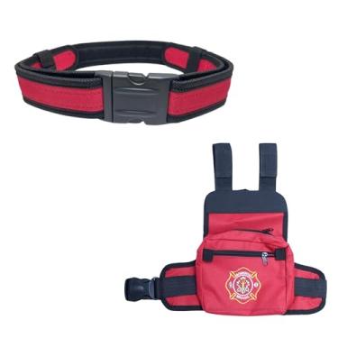 Imagem de Kit Acessórios Bombeiro Civil Bolsão De Perna Espumado + Cinto Tático (Vermelho)