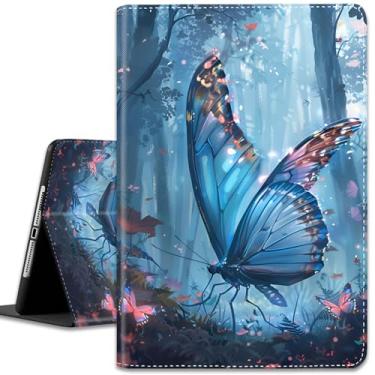 Imagem de Capa para iPad (A16) 11ª geração 11 polegadas (2025)/iPad 10ª geração 10,9 polegadas (2022), visualização em vários ângulos e despertar/hibernar automático, borboleta florestal