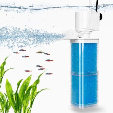 Imagem de BlueYu Filtros de aquário para tanques de 20 a 100 galões, filtro submersível de aquário com filtração, oxigenação, máquina de ondas, circulação 4 em 1, filtro de aquário potente para tanque de água