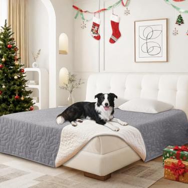 Imagem de CYCMACO Cobertor impermeável para cães, capa de cama macia antiderrapante, lavável para cães, protege sofá, móveis, caixa, carro, cobertor resistente a vazamentos (203 x 203 cm, cinza claro)