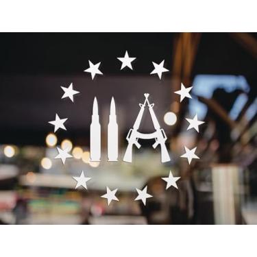 Imagem de eDesign Adesivo de vinil 2nd Amendment Stars Rifle Bullet – 10 cm – Adesivo de vinil premium transparente para carros, caminhões, laptops, cofres de armas, janelas e mais – à prova de intempéries e