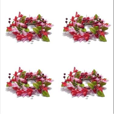 Imagem de Bibelot Guirlanda de Dia dos Namorados, pacote com 4, guirlandas de dia dos namorados de 25 cm para porta da frente, flores românticas de rosa e vermelho para decoração de aniversário de casamento