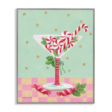 Imagem de Stupell Industries "Festive Peppermint Martini", arte giclée emoldurada, cinza, 28 x 35 cm