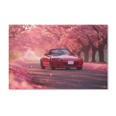 Imagem de HouLaiZhe Jdm rosa carro S2000 flor de cerejeira pôsteres tela estética sala decoração de parede impressões galeria sala decoração de parede para quarto sala de estar escritório 11 x 17 polegadas (28