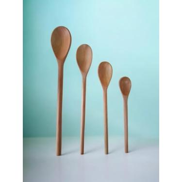 Imagem de Colher de Pau Madeira Premium, Kit com 4 Unidades, Madeira de Primeira Qualidade, Tamanhos P/M/G/GG, 27-45cm