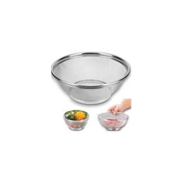 Imagem de Cesta Premium de Aço Inoxidável, 28cm de Diâmetro, Design Vazado para Frutas e Pães, Acabamento Inox, 148g, Ideal para Cozinha e Mesa