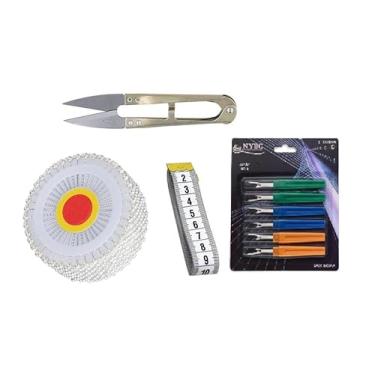 Imagem de Kit Costura Completo Profissional com Tesoura de Arremate, Fita Métrica 1,5m, Abridor de Casa e 480 Alfinetes Branco para Patchwork, Artesanato e DIY