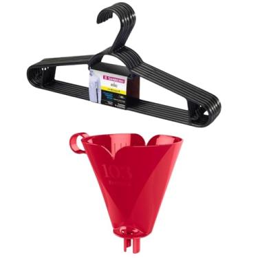 Imagem de Kit com 1 Suporte de Filtro de Café Vermelho 103 + 1 Cabide Plástico Adulto Roupas Médias
