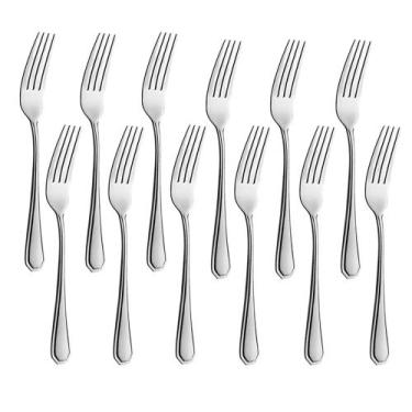 Imagem de Jogo 12 Garfos de Sobremesa Aço Inox Prata Linha Silver Em Casa Tem 16