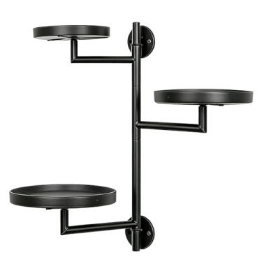 Imagem de Zhjvihx Prateleira Giratória para Plantas de Parede Com Janela, Suporte Flutuante de Metal de 3 Camadas para Vasos de Flores, Decoração de Casa Interna (3 bandejas)