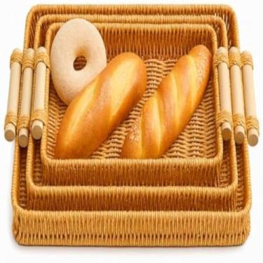 Imagem de Bandejas retangulares para servir, feitas em madeira, leves e duraveis, rusticas