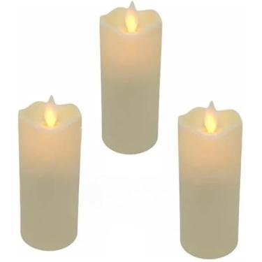 Imagem de Kit 3 Velas De Led Eletrônica Chama Viva C/baterias Inclusa - Decoração Segura sem Fogo ou Fumaça - Para Mesas e Eventos