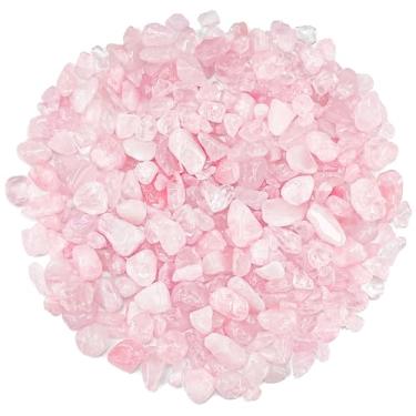 Imagem de Cristais de quartzo rosa de 700 g, lascas de quartzo rosa de 0,9 a 1,3 cm a granel para cascalho de aquário de peixes, enchimento de vasos, artesanato DIY, garrafas e vasos de plantas