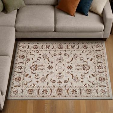 Imagem de 1 Tapete Sala Estar Sofá Antiderrapante 100X150 Js Do Pe Vr (M03 Creme Cotton Bege - Classico Floral Flores)
