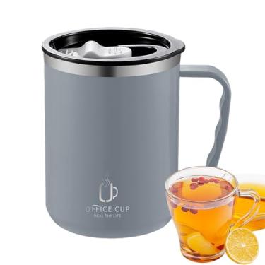 Imagem de Xícara de café isolada,Caneca de viage 500ml | Caneca de café de aço inoxidável, copo com tampa e alça para viagens, festas, bebidas frias e quentes Hunya