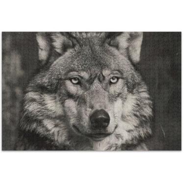 Imagem de Quebra-cabeças cinza lobo para adultos 1000 peças engraçadas paisagem floral quebra-cabeças exclusivos divertidos bobos, 75 x 40 cm