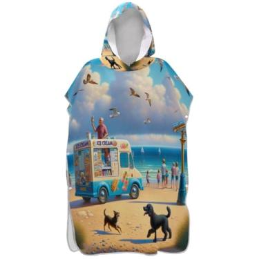 Imagem de Joisal Poncho de surfe para adultos trocador de roupa de praia com capuz toalha de banho vestível verão à beira-mar praia masculino poncho com capuz