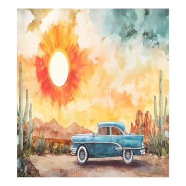 Imagem de Capas decorativas para máquina de lavar louça do deserto do pôr do sol do carro para a frente magnética reutilizável para lavadora e secadora ímãs 58 x 66 cm