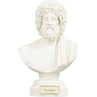 Imagem de Estátua Busto Asclépio - Esculápio - Deus Grego da Medicina (Cor Mármore Dourado)