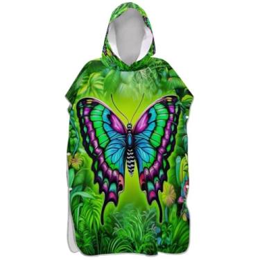 Imagem de Joisal Poncho de surf colorido borboleta verde muda roupão para praia Adul toalha floral plus size ponchos de praia para homens