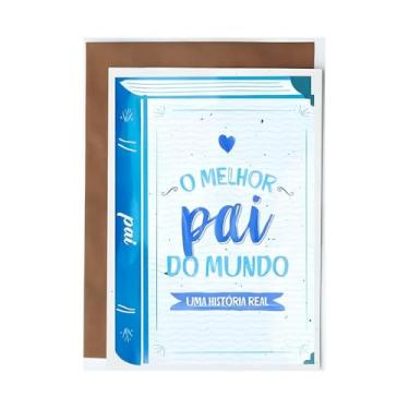Imagem de Cartão Livro O Melhor Pai do Mundo, Papel Texturizado 250g, 21 x 14,8cm, com Envelope Kraft e Adesivo, Cartão Personalizável para Mensagens Especiais