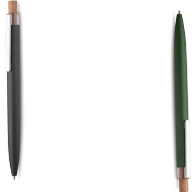 Imagem de Caneta Esferográfica em Alumínio Reciclado, Escrita Azul, Refil Parker, Acionador em Bambu, Cilíndrica, Ambidestra, 15g (Cinza e Verde)