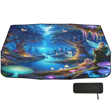 Imagem de Guarda-sol para para-brisa SUV Magical Forest Proteção de isolamento térmico para janela de carro 147 x 75 cm Guarda-chuva de para-brisa