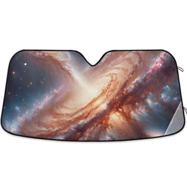 Imagem de Toldo espacial Galaxy Nebula para para-brisa de carro, engraçado, dobrável, dobrável, para protetor de janelas dianteiras, retrátil L, 144,8 cm x 80 cm