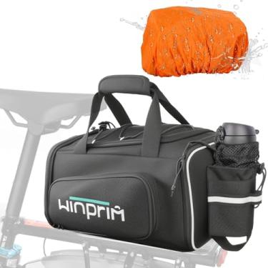 Imagem de WINPRIM Bolsas de bicicleta para rack de bicicleta, 18-20 L com capa de chuva, bolsa de selim Ebike resistente à água para guidão traseiro bolsa de ombro para viagem ao ar livre, ciclismo, 1680D