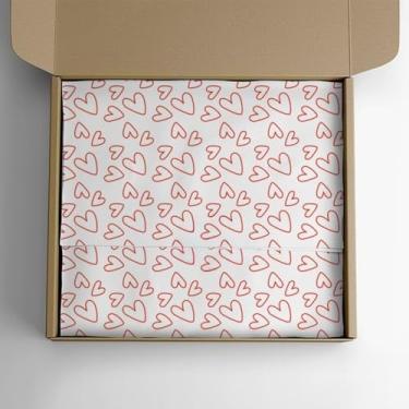 Imagem de Papel de Presente，Papel Seda，50 Folhas，Feito de Material Fibroso，Motivo do CoraçãO，Adequado para Presentes Festivos, LembrançAs e Embalagens de Roupas(Vermelho,35x50cm)