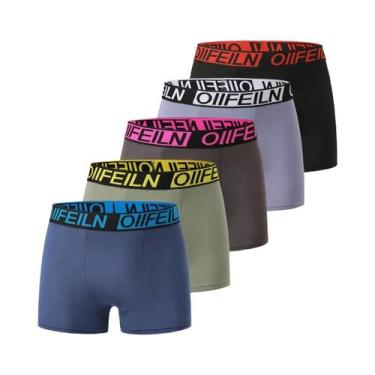 Imagem de Conjunto De 5 Peças De Cuecas Boxer Masculinas Estampadas Tamanhos Gra